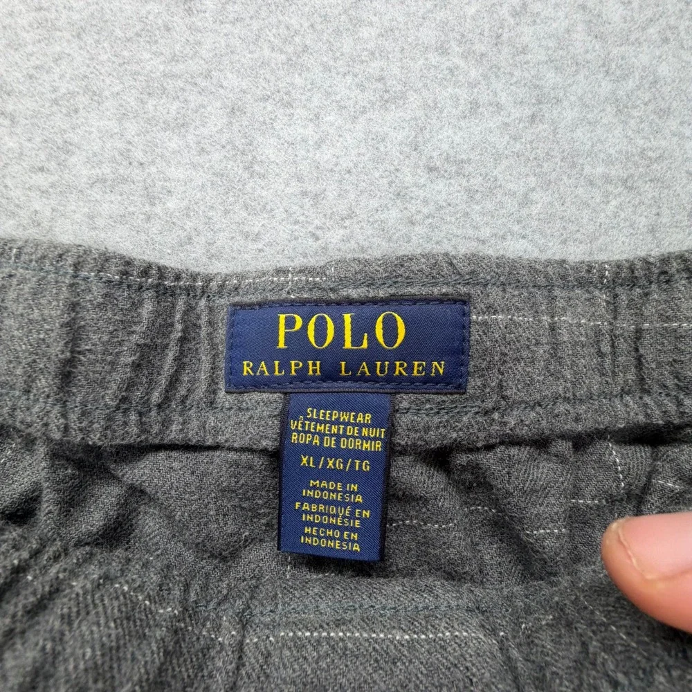 Polo Ralph Lauren Mens XL Gray Windowpane Plaid Cotton Pajama Pants Lounge Sleep